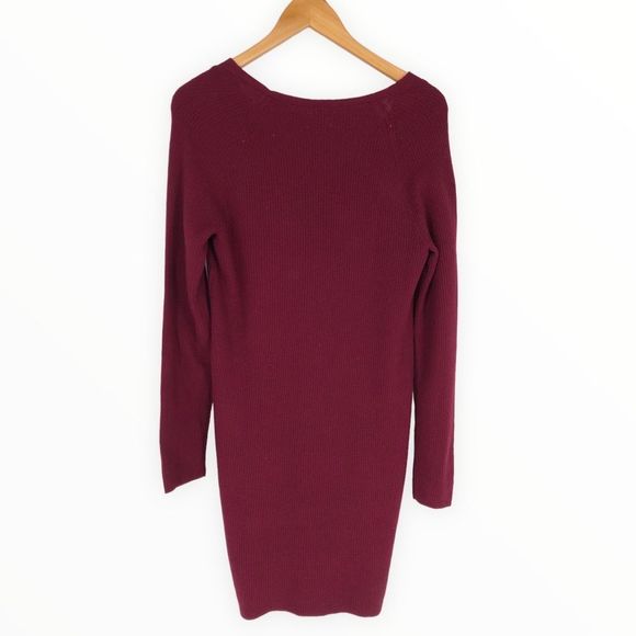 A New Day Burgundy Ribbed Knit Long Sleeve Sweaterdress size XS NWT - Picture 7 of 11